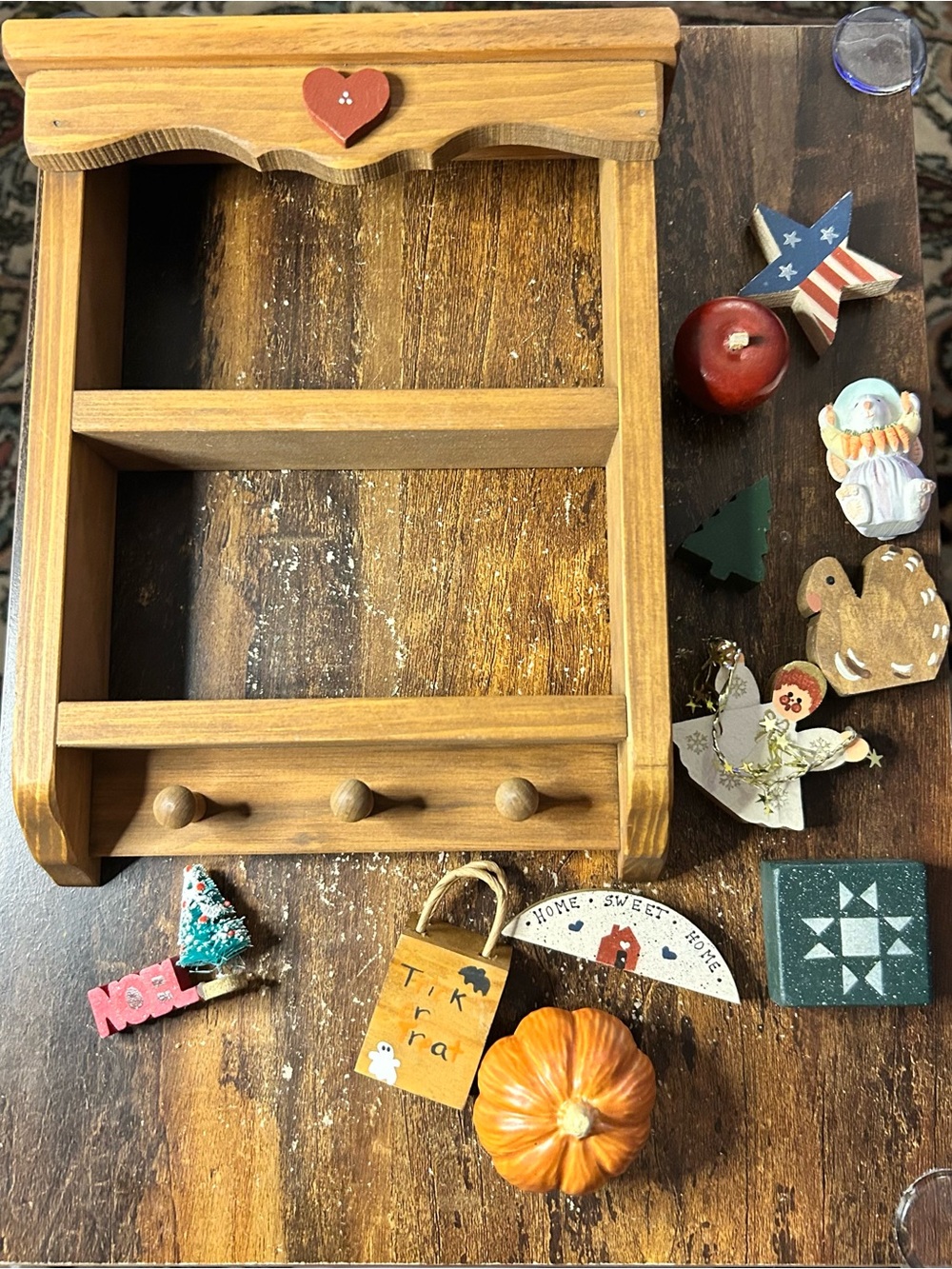 Vintage Country Cottage Wooden Wall Shelf